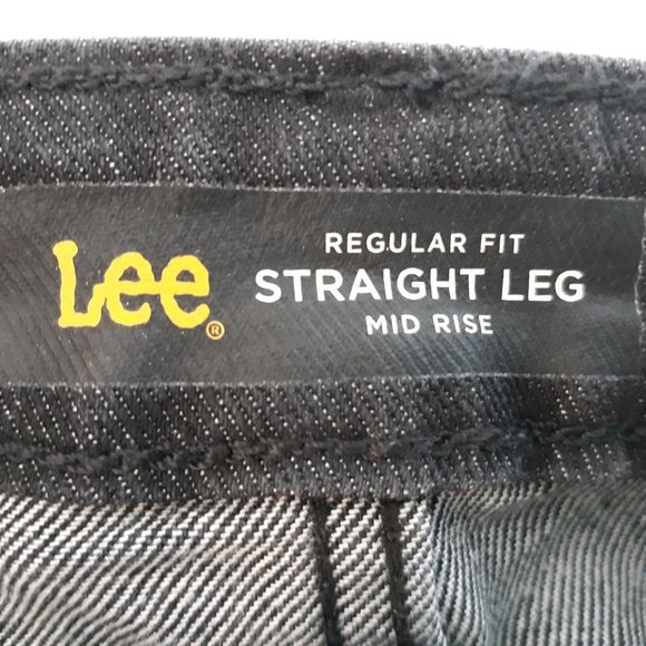 Lee Jeans Charcoal Black Denim Regular Fit Straight Leg Mid-Rise Size 18 SHORT. - Picture 7 of 11